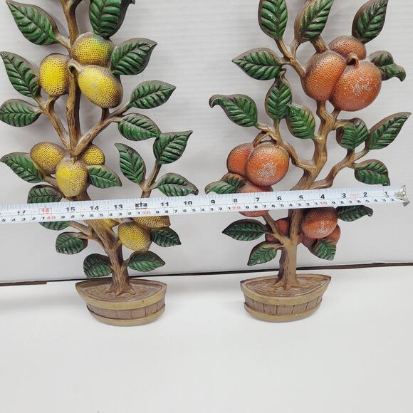 Vintage Sexton USA Cast Aluminum Potted Lemon and Orange Trees Wall Decor READ - Picture 2 of 12